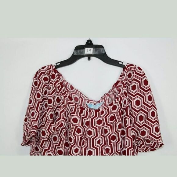 ESCAPADA LIVING S/S JOJO TOP SCARLET/WHITE ANTIGUA - Picture 7 of 9